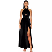 Katell- Cross Collar Spitze Plissee Ärmel Maxi Kleid
