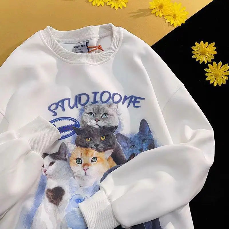 Arietty - Lässiges Sweatshirt mit Katzenmotiv aus Baumwolle