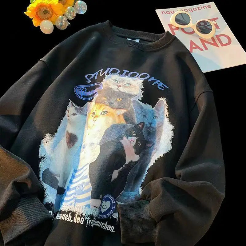 Arietty - Lässiges Sweatshirt mit Katzenmotiv aus Baumwolle