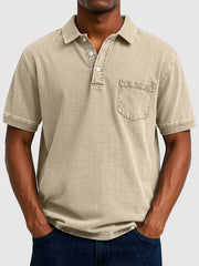 Kenneth | Herren Kurzarm-Poloshirt aus Baumwoll-Denim