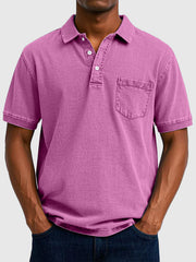 Kenneth | Herren Kurzarm-Poloshirt aus Baumwoll-Denim