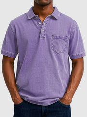 Kenneth | Herren Kurzarm-Poloshirt aus Baumwoll-Denim