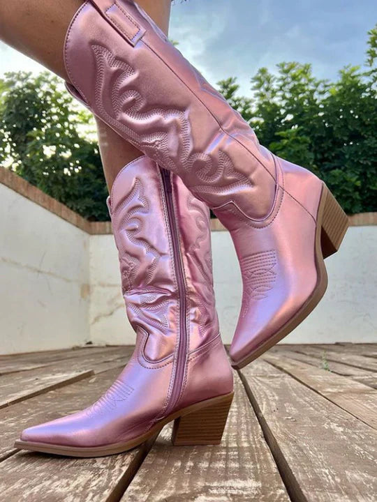 Klassische Damen-Cowboystiefel aus Leder – Elegantes Design für Jeden Anlass