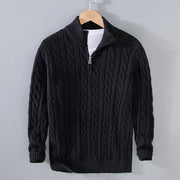 Klassischer Halbzip-Jumper mit Kabelstrickdesign