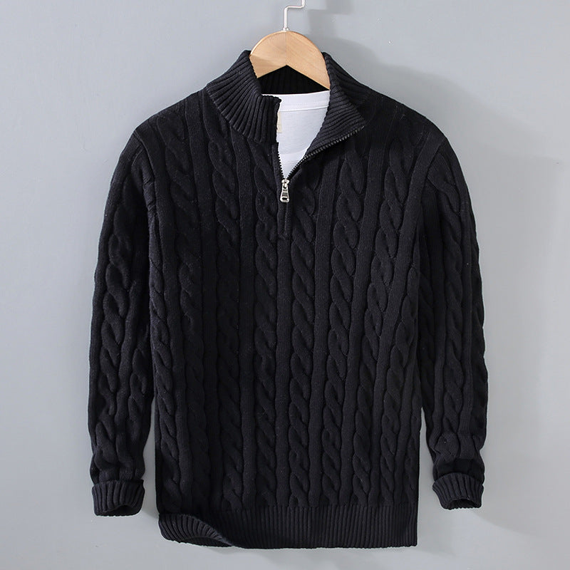 Klassischer Halbzip-Jumper mit Kabelstrickdesign