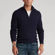 Klassischer Halbzip-Jumper mit Kabelstrickdesign