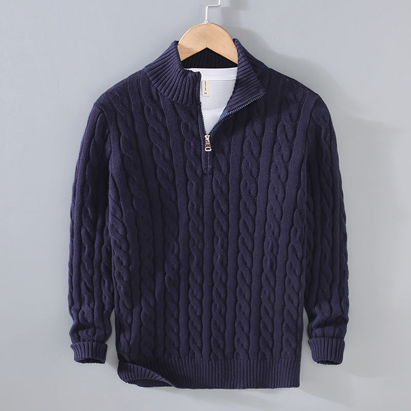 Klassischer Halbzip-Jumper mit Kabelstrickdesign