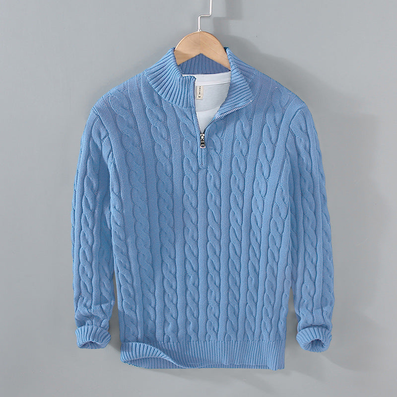Klassischer Halbzip-Jumper mit Kabelstrickdesign