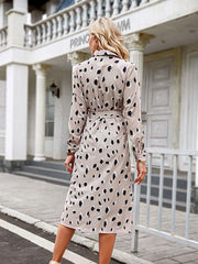 Kleid mit Leopardenmuster Damen | Elegantes Hemdblusenkleid & Taillengürtel