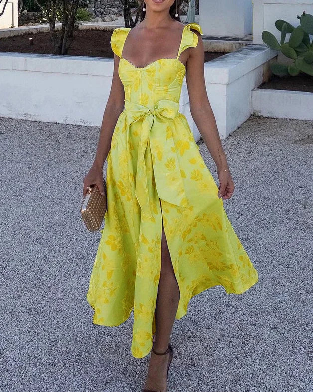 Damenkleid aus Polyester mit Schmetterlingsärmeln und elegantem Schnitt für den Sommer