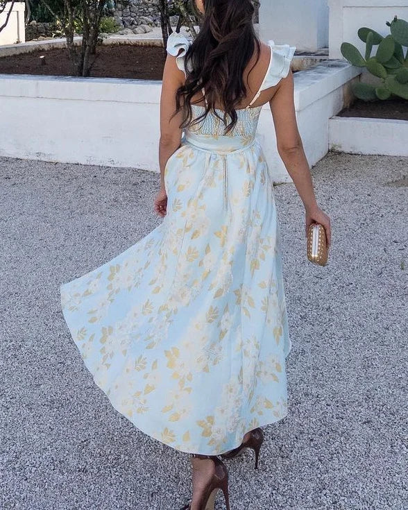 Damenkleid aus Polyester mit Schmetterlingsärmeln und elegantem Schnitt für den Sommer