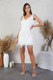 Kurzes Paillettenkleid Damen mit Fransen | Abendkleid