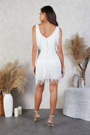 Kurzes Paillettenkleid Damen mit Fransen | Abendkleid