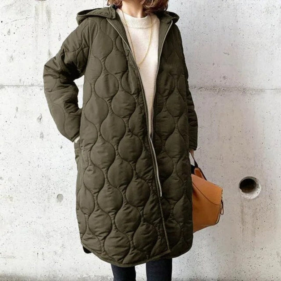 Damen Gestepptes Reißverschlussjacke | Lang