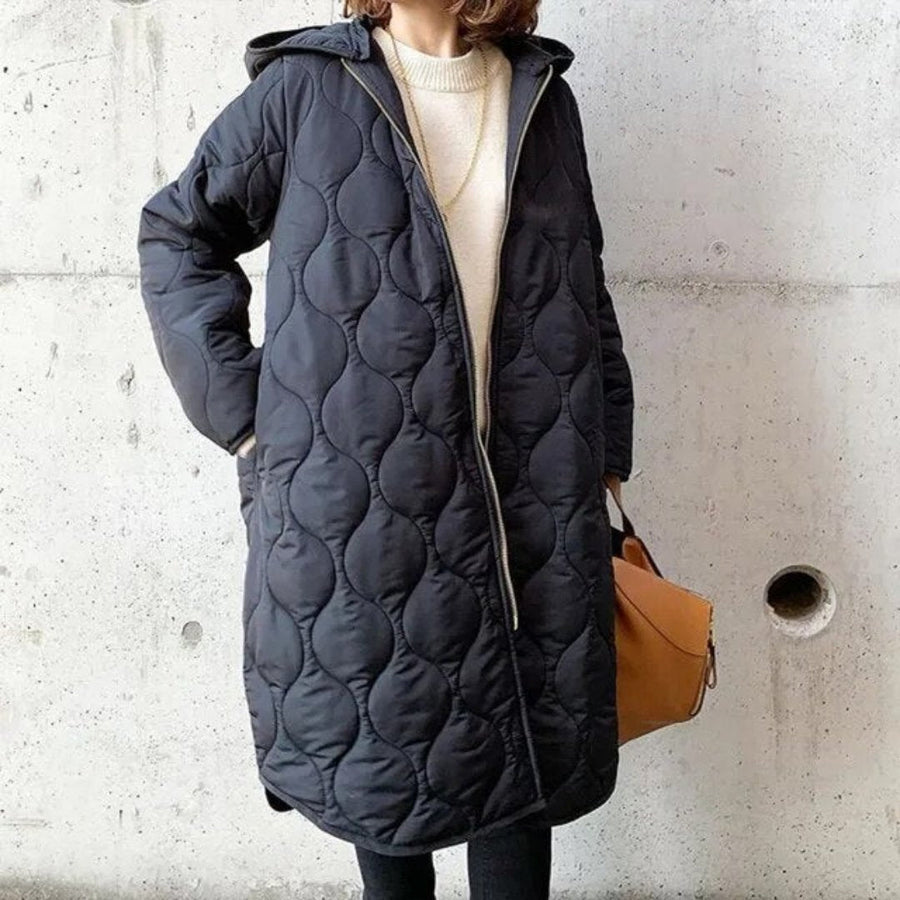 Damen Gestepptes Reißverschlussjacke | Lang