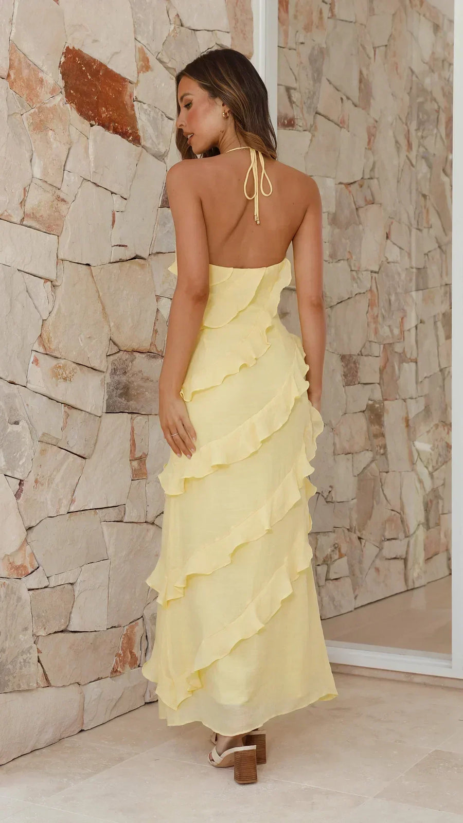 Elegantes Rüschen-Midikleid – Blumenmuster, Leicht, Sommer Chic