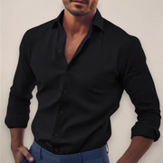 Langarm Hemd Herren | Slim Fit Business-Hemd mit Kentkragen