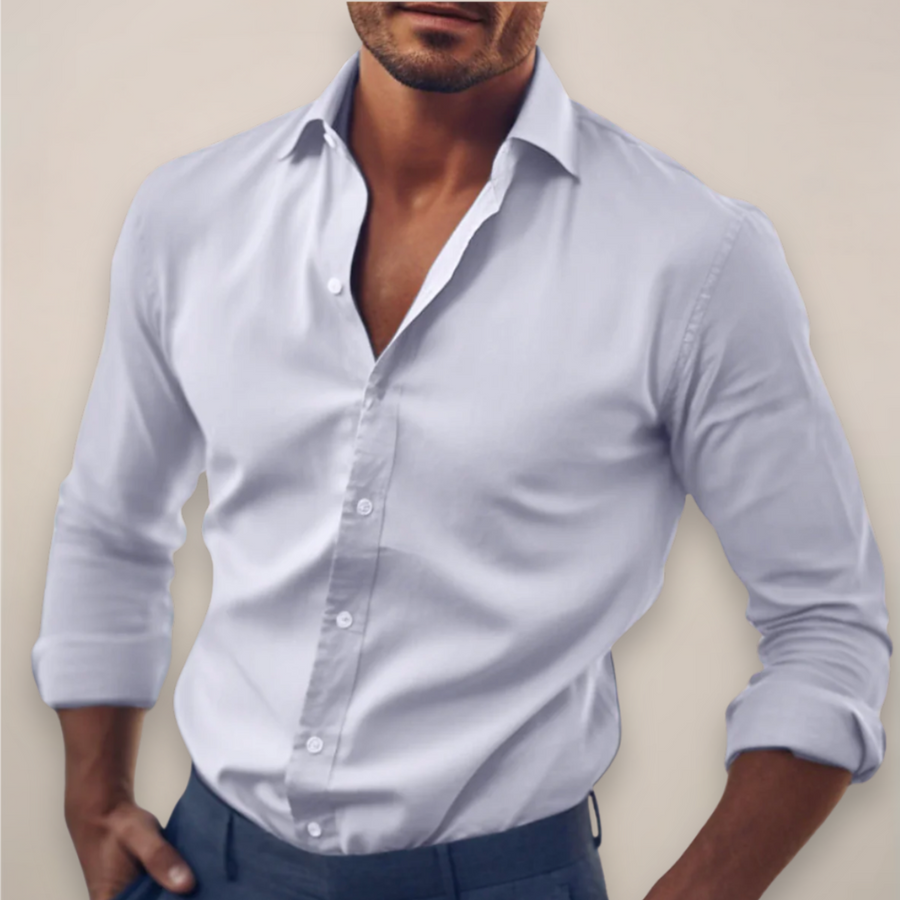 Langarm Hemd Herren | Slim Fit Business-Hemd mit Kentkragen