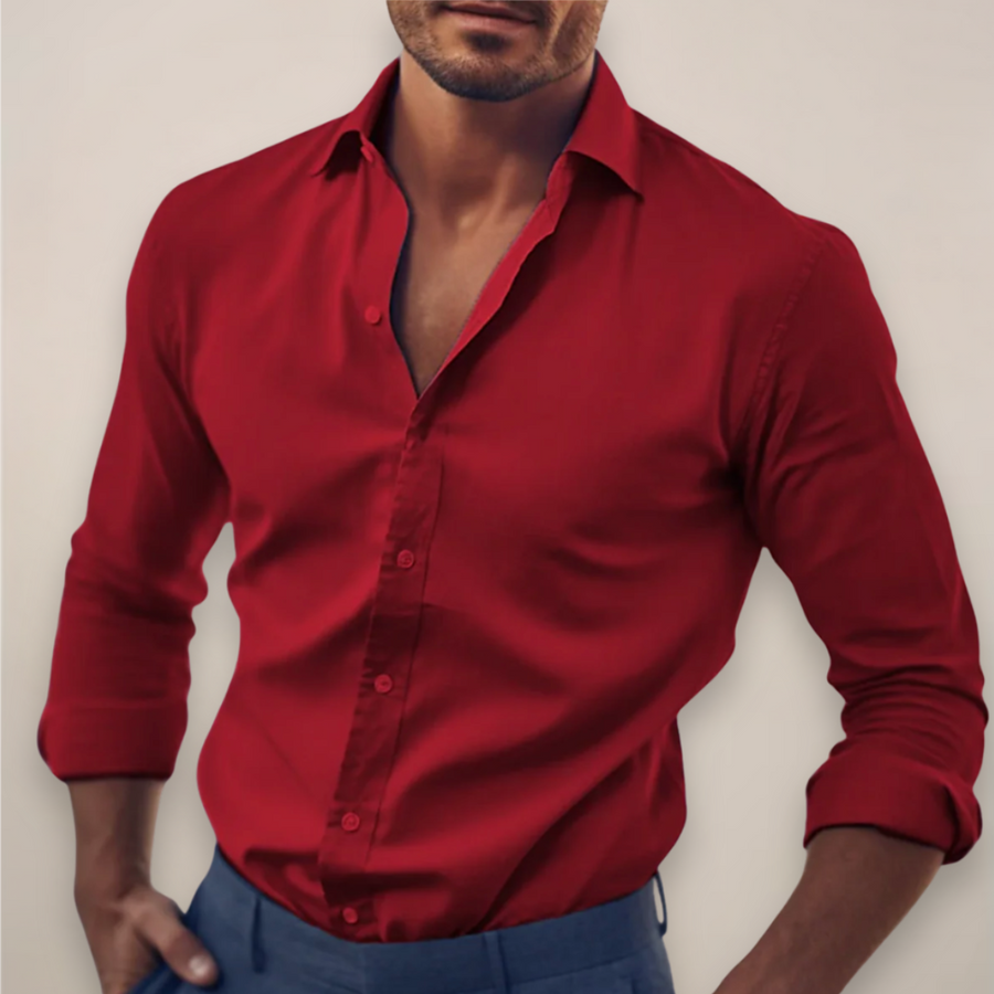 Langarm Hemd Herren | Slim Fit Business-Hemd mit Kentkragen