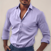 Langarm Hemd Herren | Slim Fit Business-Hemd mit Kentkragen