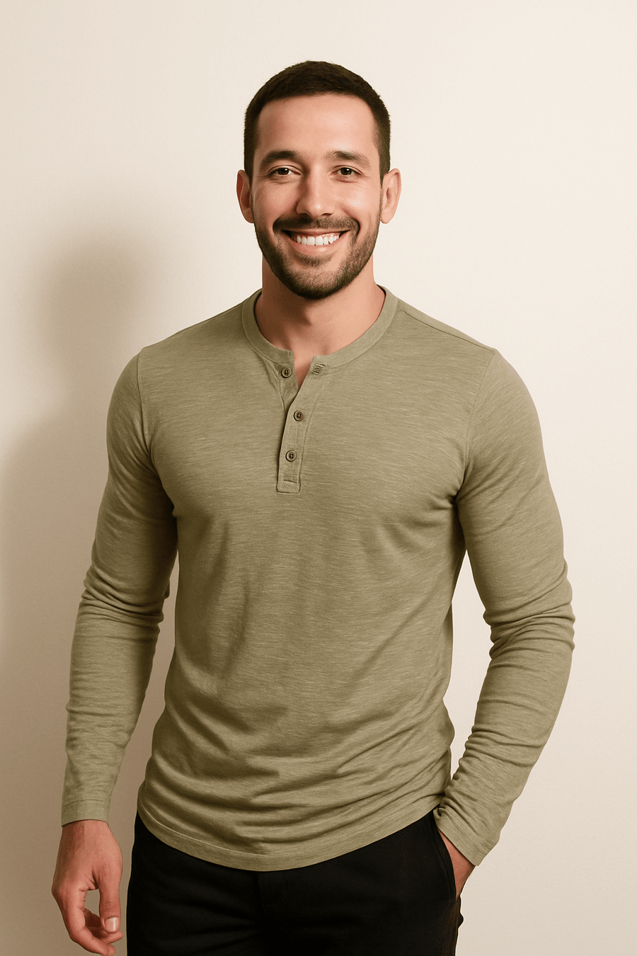 Langarm Shirt Herren | Henley-Knopfleiste & Cleanes Layering