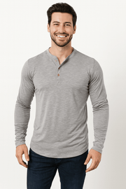 Langarm Shirt Herren | Henley-Knopfleiste & Cleanes Layering