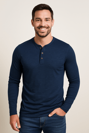 Langarm Shirt Herren | Henley-Knopfleiste & Cleanes Layering