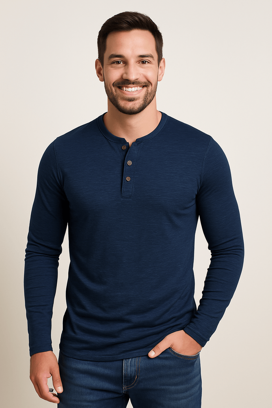Langarm Shirt Herren | Henley-Knopfleiste & Cleanes Layering