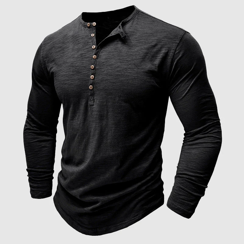 Langarmshirt Herren Henley | Lässiger Look & Atmungsaktiver Komfort