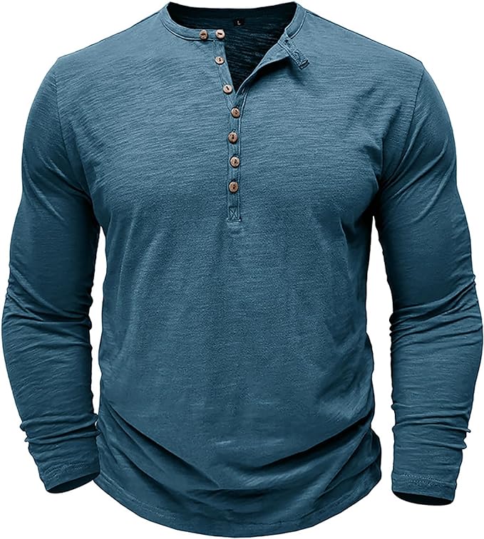 Langarmshirt Herren Henley | Lässiger Look & Atmungsaktiver Komfort