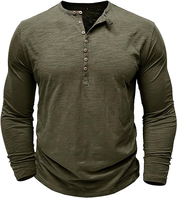 Langarmshirt Herren Henley | Lässiger Look & Atmungsaktiver Komfort