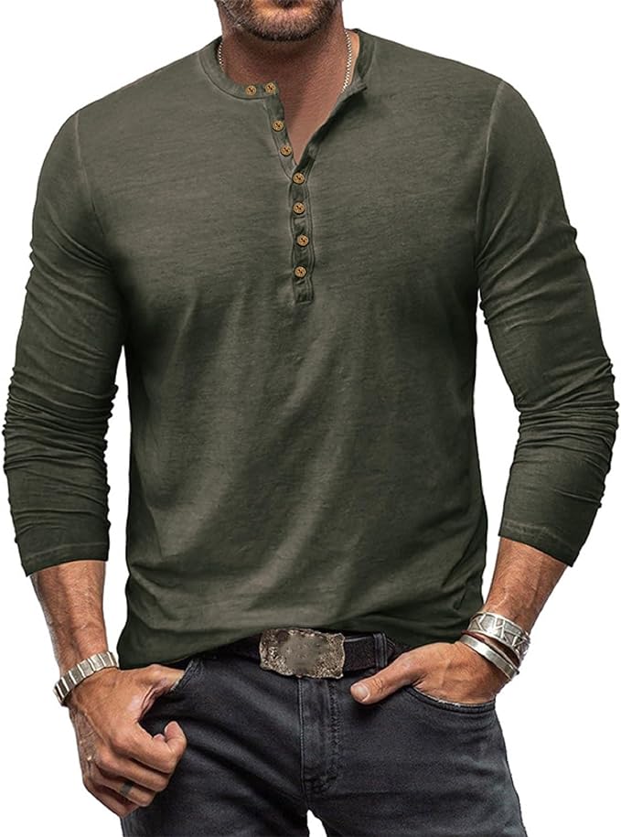 Langarmshirt Herren Henley | Lässiger Look & Atmungsaktiver Komfort