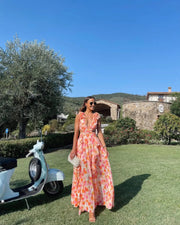 Langes ärmelloses Blumenkleid Damen Sommerkleid