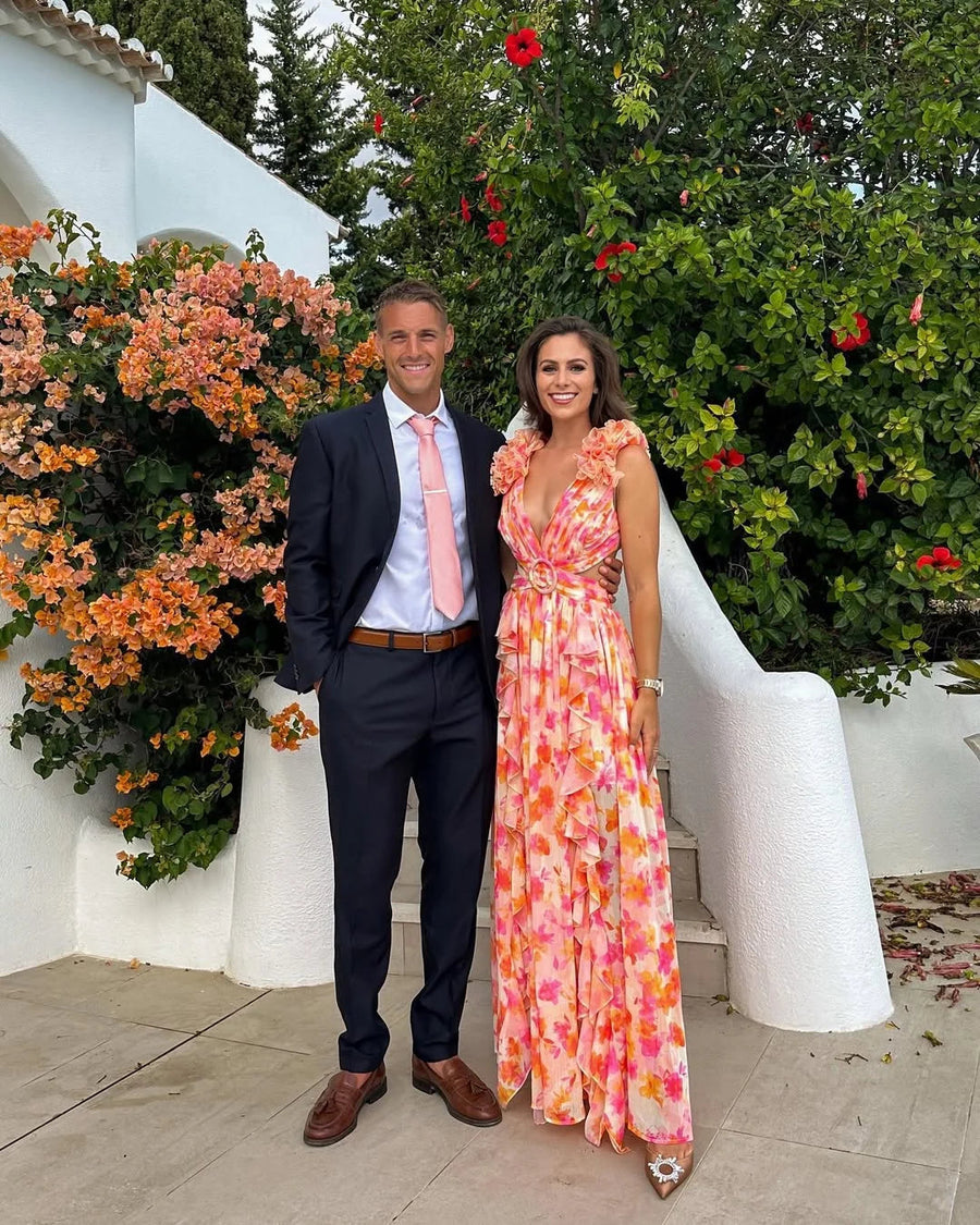 Langes ärmelloses Blumenkleid Damen Sommerkleid