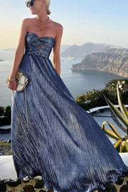 Langes trägerloses Abendkleid mit Glanzeffekt für Damen