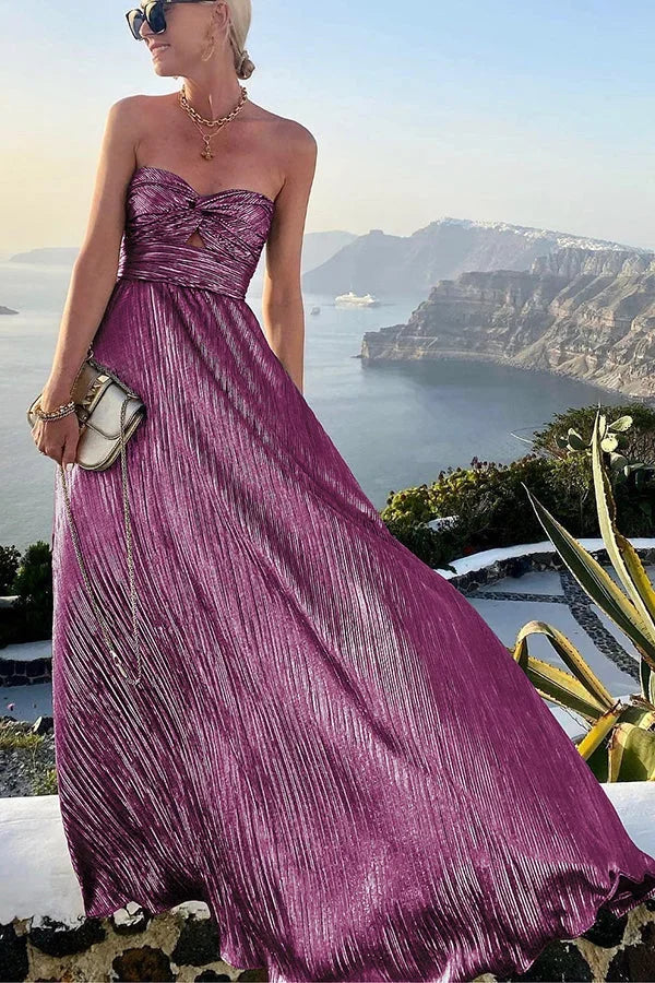 Langes trägerloses Abendkleid mit Glanzeffekt für Damen
