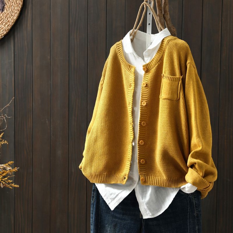 Lässige Strickjacke mit Praktischer Tasche für Eleganz