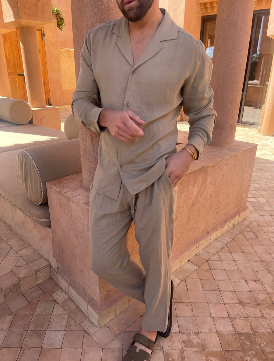 Completo lounge in lino da uomo | Abbigliamento lounge traspirante