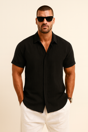 Camicia da uomo in lino classica manica lunga estiva