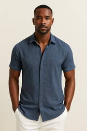 Camicia da uomo in lino classica manica lunga estiva