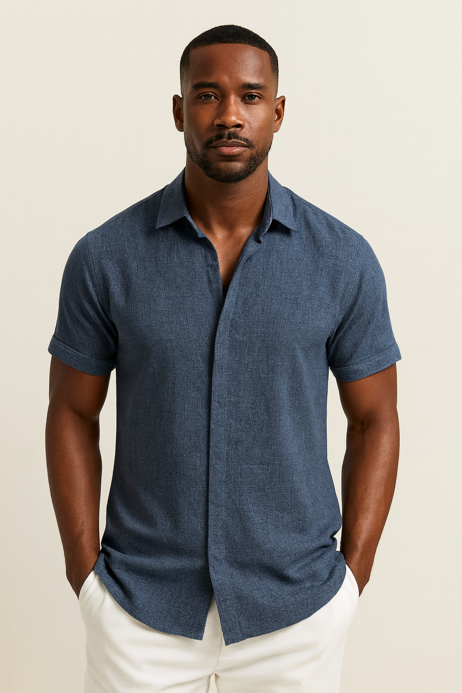 Camicia da uomo in lino classica manica lunga estiva