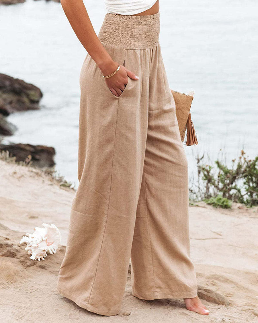 Leinenhose Damen | Weites Bein & Bequemer Hochbund für den Sommer