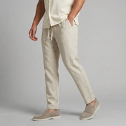 Pantaloni in lino da uomo a gamba larga pantaloni estivi casual
