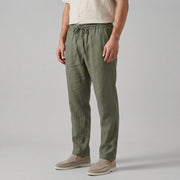 Pantaloni in lino da uomo a gamba larga pantaloni estivi casual