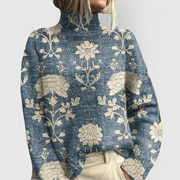Barbara | Damen Natur Druck Gemütlich Strick Pullover