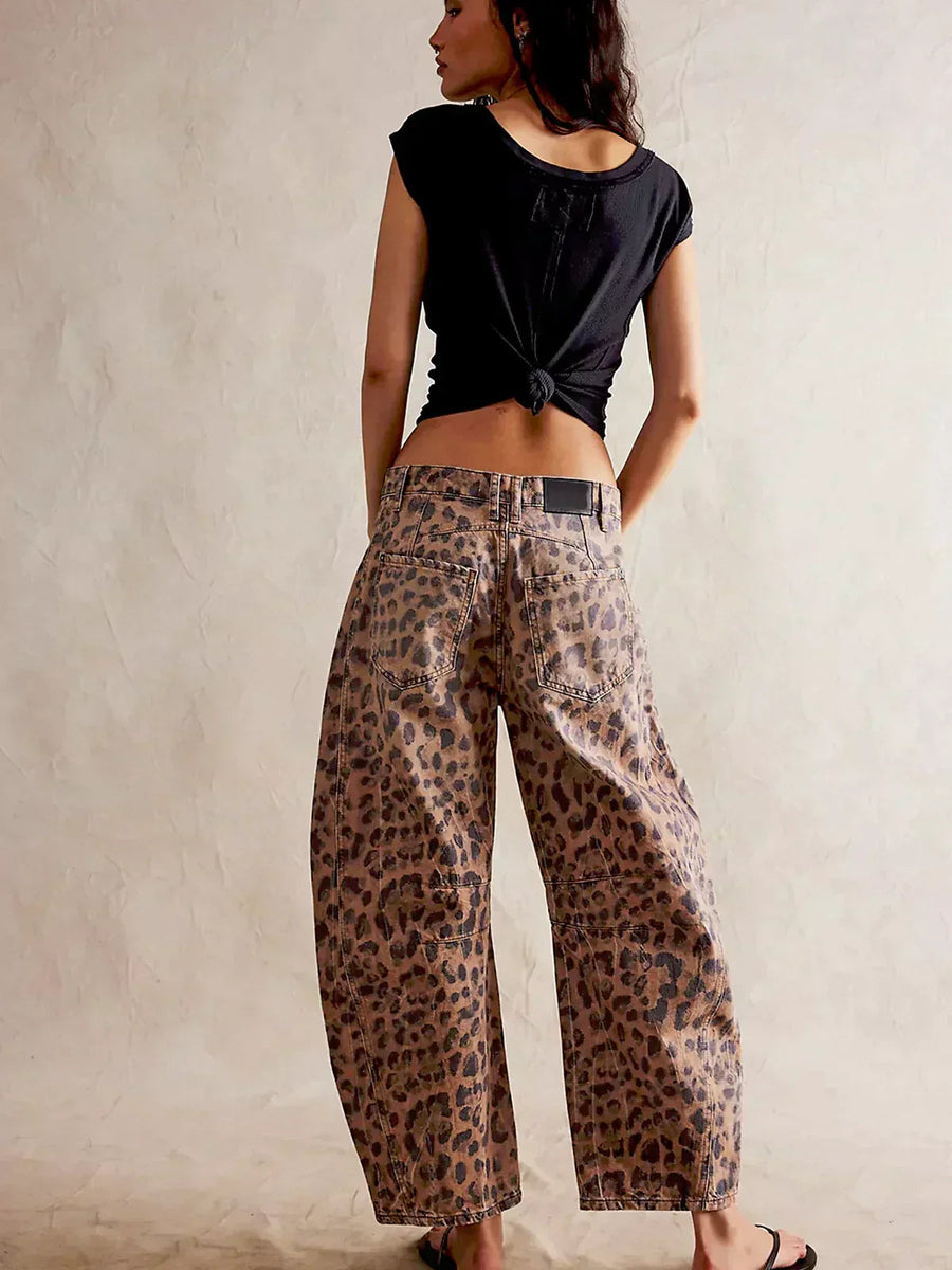 Leoparden Fassjeans für Selbstbewusste Styles