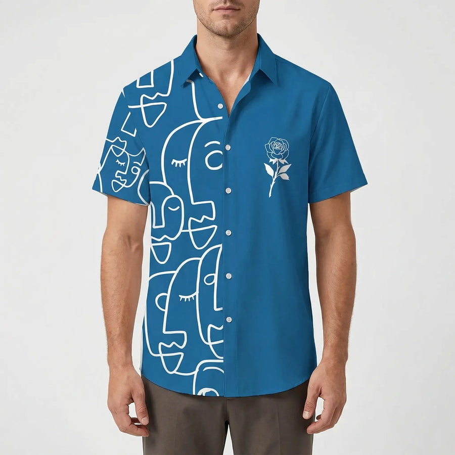 Leoprino | Camicia da uomo a maniche corte con motivo leopardato