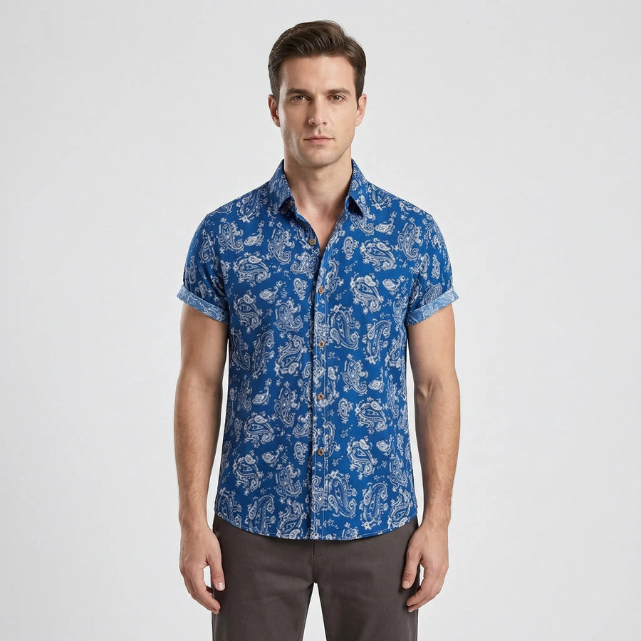 Leoprino | Camicia da uomo a maniche corte con motivo leopardato