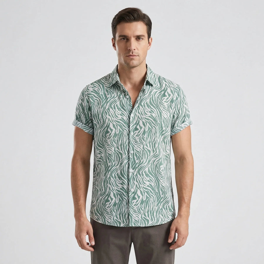 Leoprino | Camicia da uomo a maniche corte con motivo leopardato