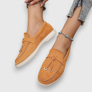 Loafer Damen | Leichter Wildleder-Slipper mit Golddetail & Komfortsohle
